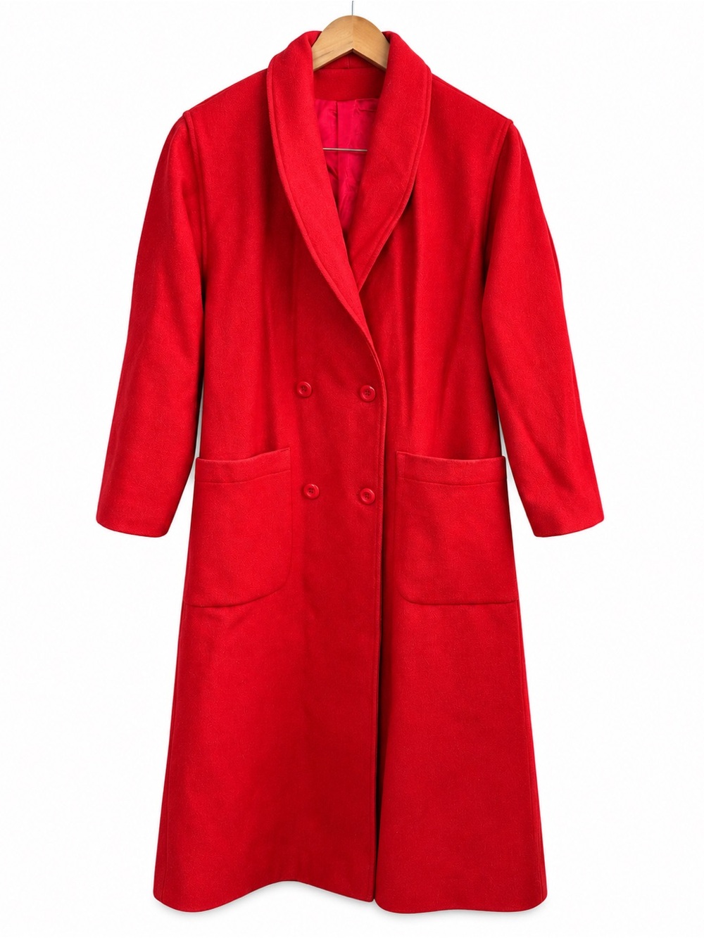 Vintage Red Wool Blend Double Breasted Maxi Coat 11/12 Old Money Holiday Wedding